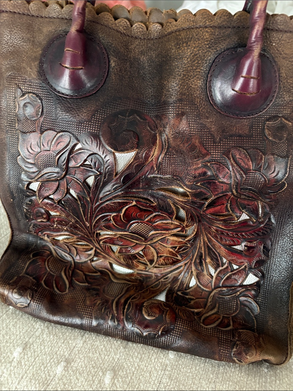 Vintage Patricia Nash -Beautifully  hand-tooled leather exquisite Bag